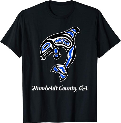 Blue Native American Humboldt County CA Orca Killer Whale T-Shirt